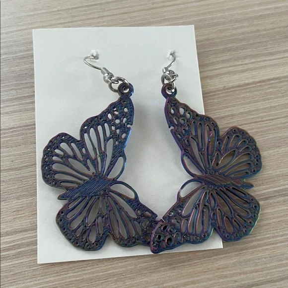 Colorful‎ Dangle Butterfly Earrings - Picture 3 of 4